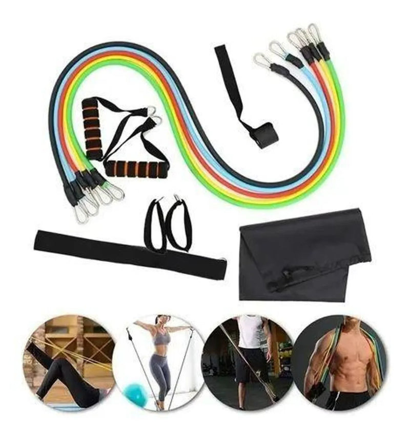 Kit 11 Elásticos Extensores Treino Funcional -Desenvolvimento Muscular
