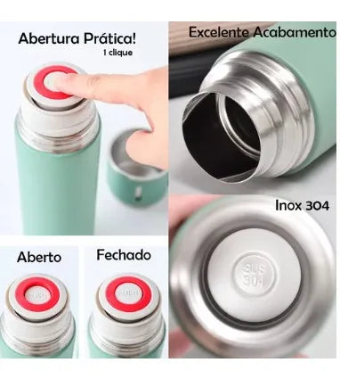 Conjunto de Garrafa Térmica a Vácuo em Aço Inox( 500 ml) e 3 Canecas