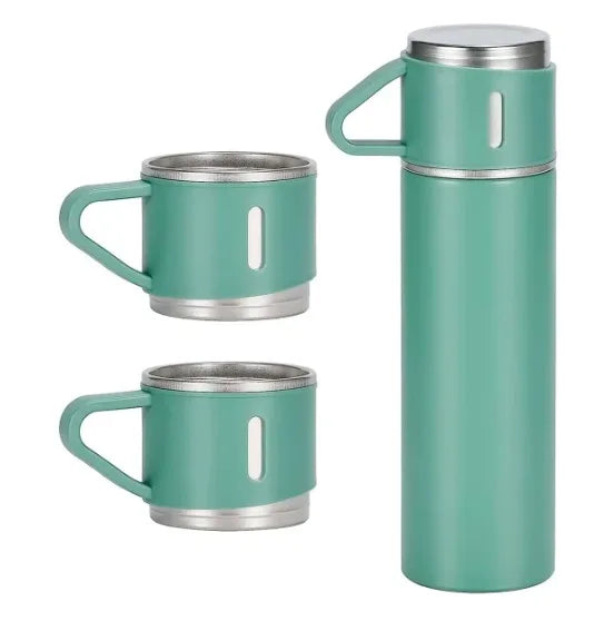 Conjunto de Garrafa Térmica a Vácuo em Aço Inox( 500 ml) e 3 Canecas