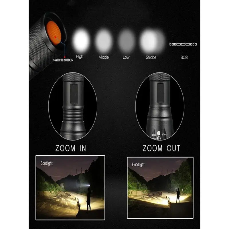 Lanterna Tática com Zoom Militar X900 profissional