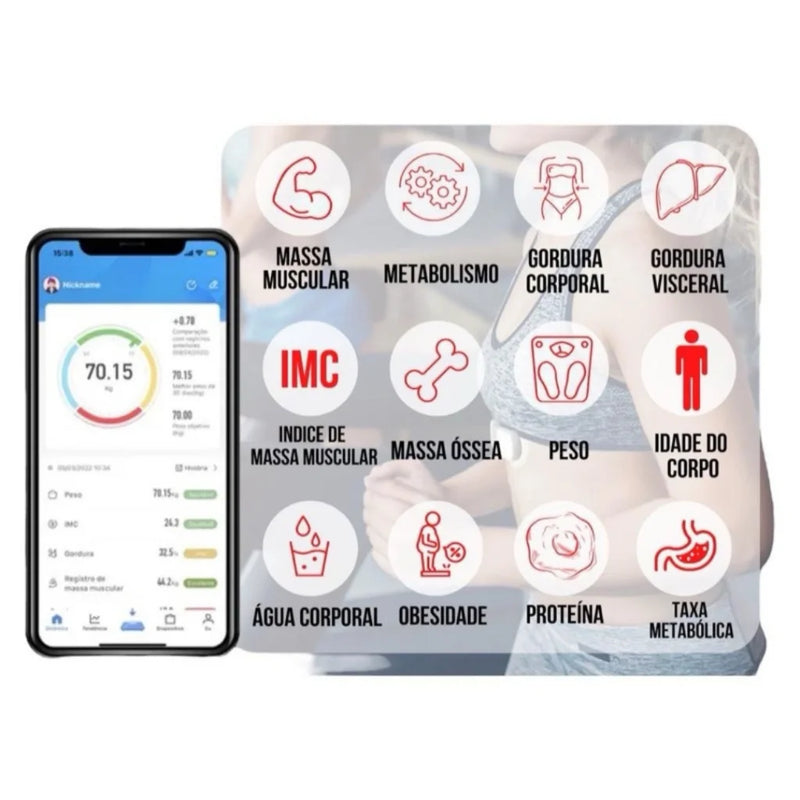Balança Digital de Bioimpedância para até 180kg