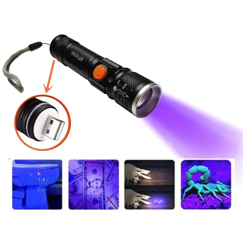 Lanterna Ultravioleta T6 LED - Luz UV
